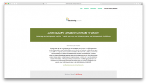Screenshot of project website: Development of open learning content 